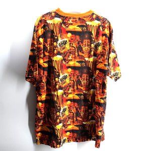 Give Me Face Mens XLarge Orange Black Yellow Printed Hip Hop T Shirt